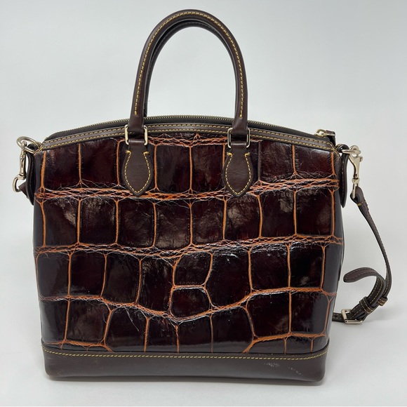 Dooney & Bourke Dillen Crocodile Bag Double Pocket Satchel Reptile Embossed - Picture 4 of 14